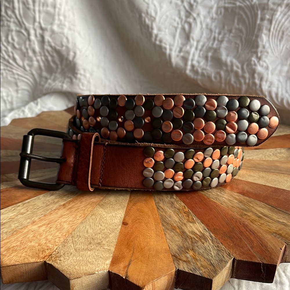 Multicolor Studded Leather Belt